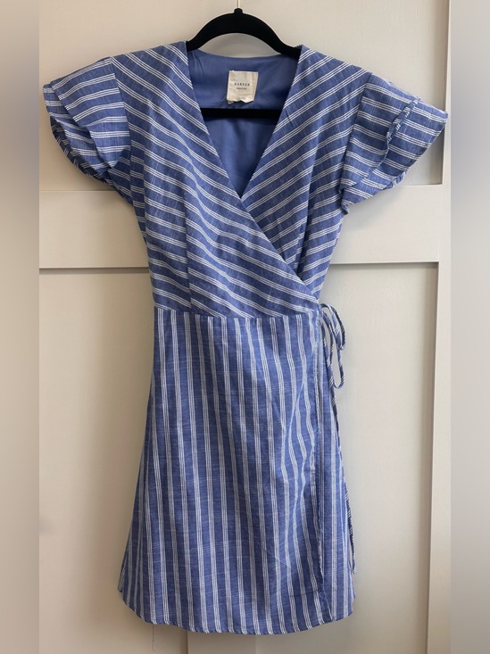 Harper Dresses & Skirts - Harper Blue and White Striped Wrap Dress